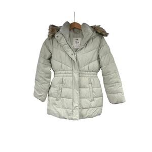 Abercrombie & Fitch Kids Ultra Collection Light Green Winter Coat Faux Fur 9/10
